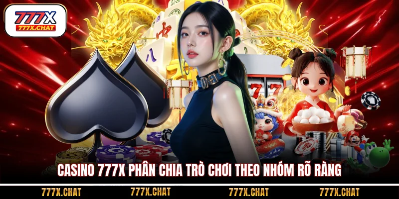 Casino 777x phân chia trò chơi theo nhóm rõ ràng